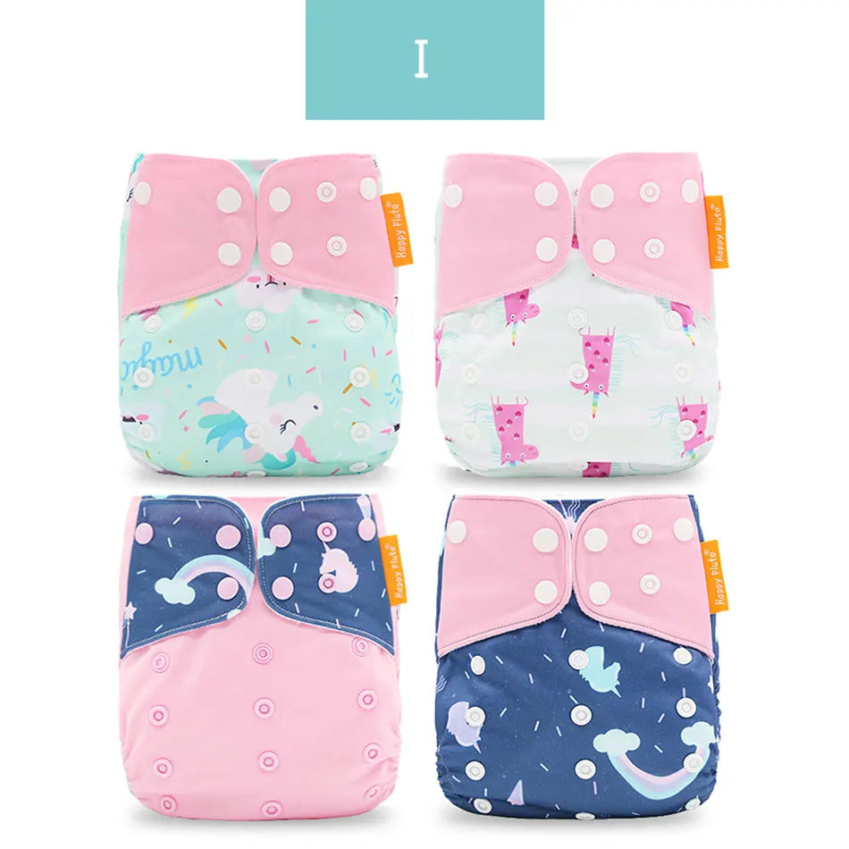 HappyFlute x ALYAR “EcoSoft” 4PCS Reusable Pocket Diaper Set – Washable & Absorbent Eco-Friendly Nappies