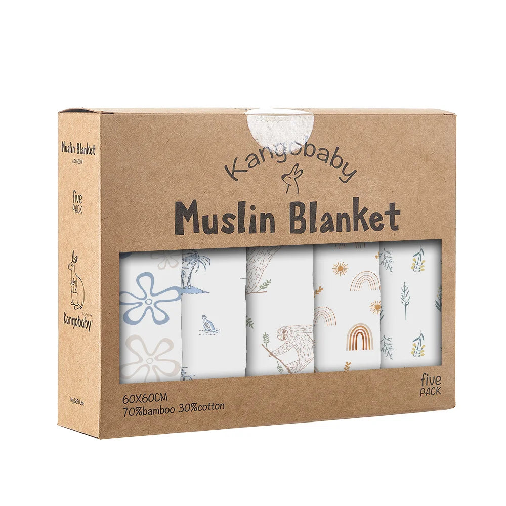 Kangobaby x ALYAR “My Soft Life” 5-Piece Bamboo Cotton Muslin Blanket Set