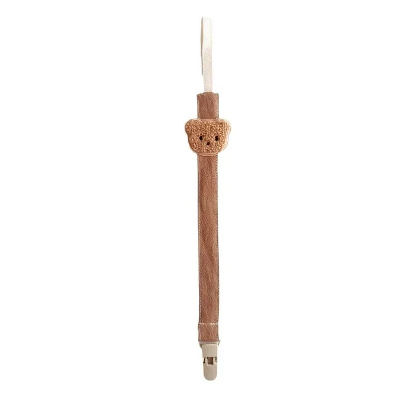 YIYUEQIANLI x ALYAR “Little Bear Charm” Cotton Pacifier Clip & Holder – Anti-Drop Chain for Newborns & Toddlers