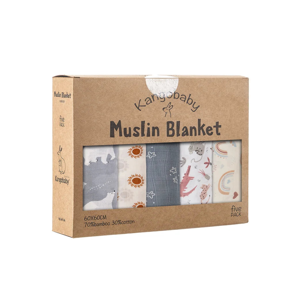 Kangobaby x ALYAR “My Soft Life” 5-Piece Bamboo Cotton Muslin Blanket Set