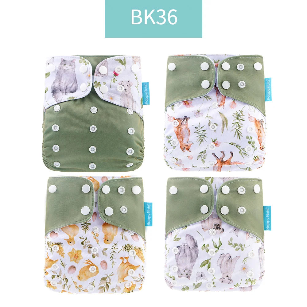 HappyFlute x ALYAR “EcoSoft” 4PCS Reusable Pocket Diaper Set – Washable & Absorbent Eco-Friendly Nappies