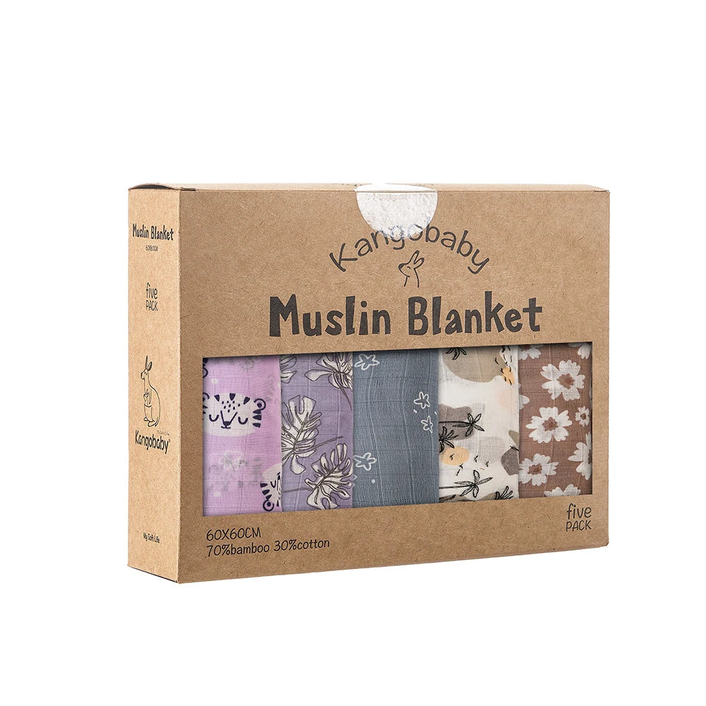 Kangobaby x ALYAR “My Soft Life” 5-Piece Bamboo Cotton Muslin Blanket Set