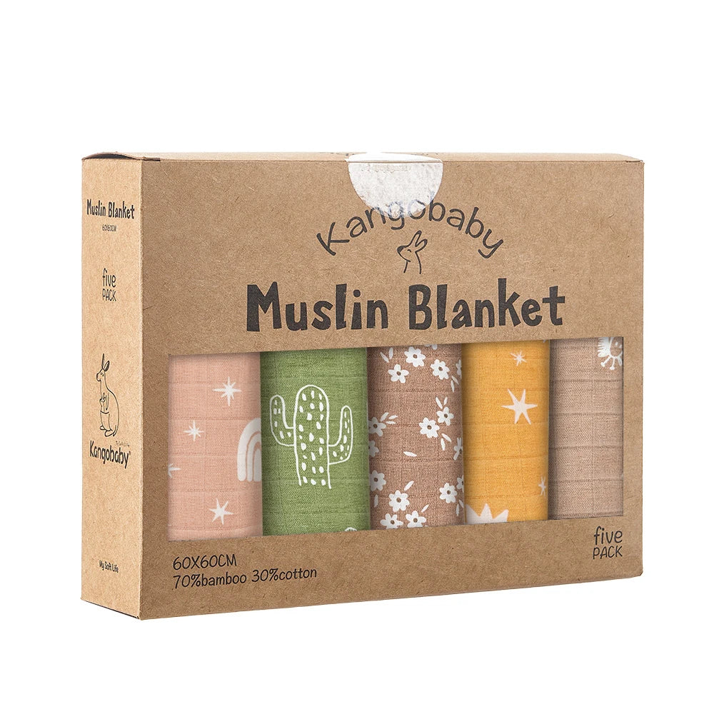 Kangobaby x ALYAR “My Soft Life” 5-Piece Bamboo Cotton Muslin Blanket Set