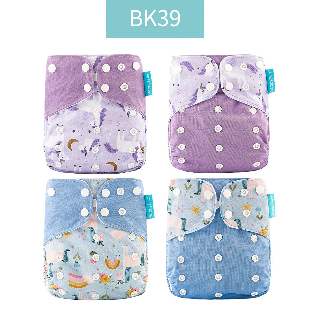 HappyFlute x ALYAR “EcoSoft” 4PCS Reusable Pocket Diaper Set – Washable & Absorbent Eco-Friendly Nappies