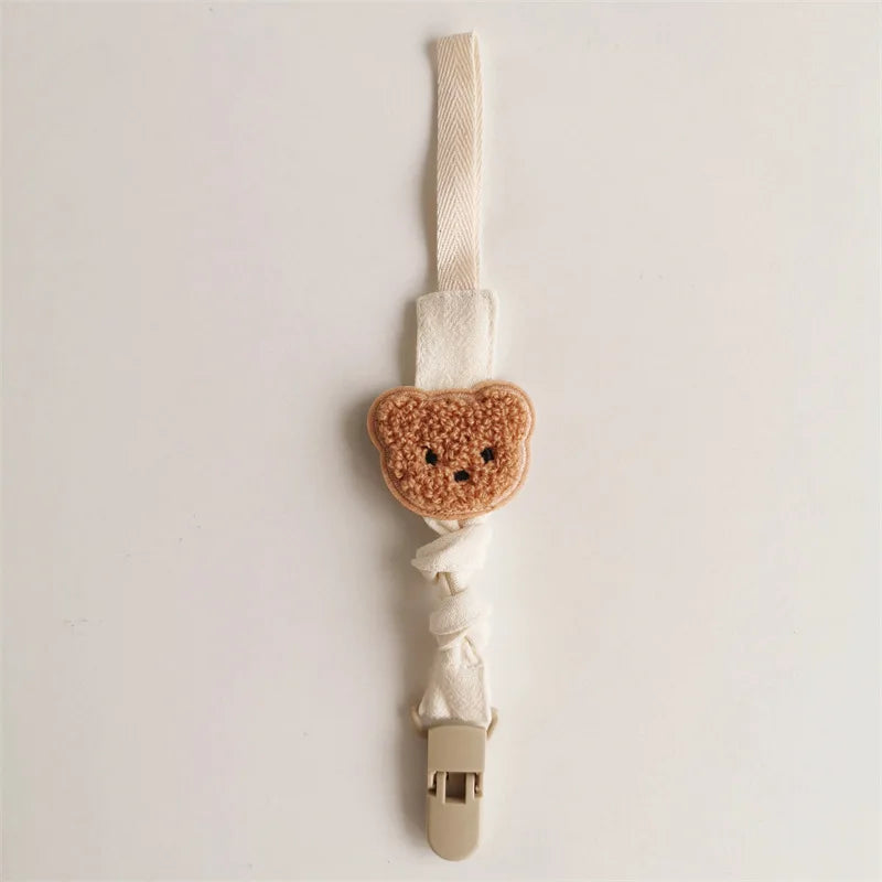 YIYUEQIANLI x ALYAR “Little Bear Charm” Cotton Pacifier Clip & Holder – Anti-Drop Chain for Newborns & Toddlers