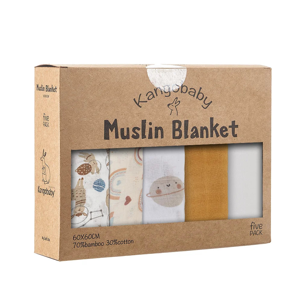 Kangobaby x ALYAR “My Soft Life” 5-Piece Bamboo Cotton Muslin Blanket Set