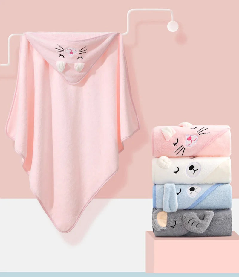 NoNameNull x ALYAR – Baby Hooded Bath Towel Blanket | Ultra-Soft Cartoon Animal Wrap for Newborns & Toddlers (1–3Y)
