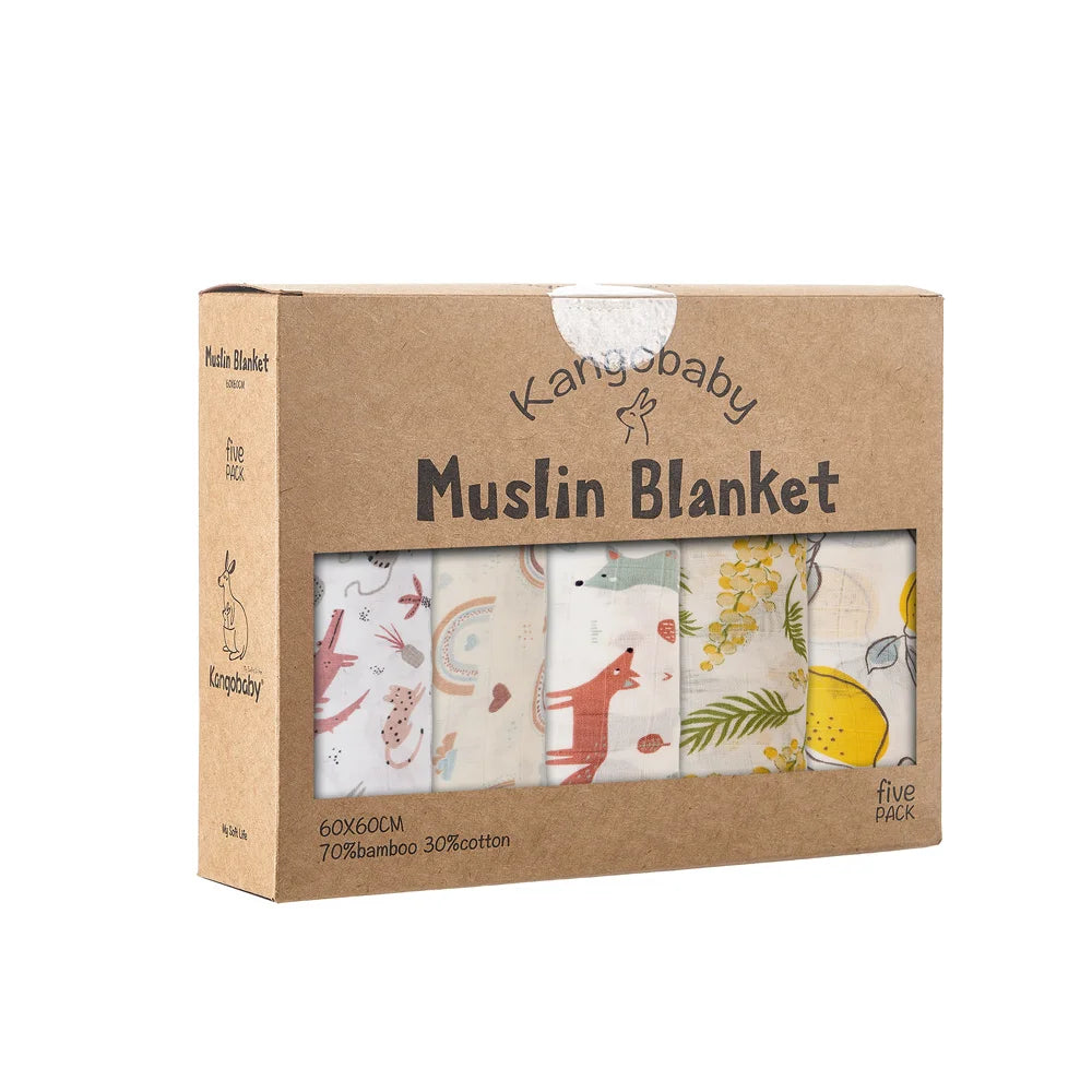 Kangobaby x ALYAR “My Soft Life” 5-Piece Bamboo Cotton Muslin Blanket Set