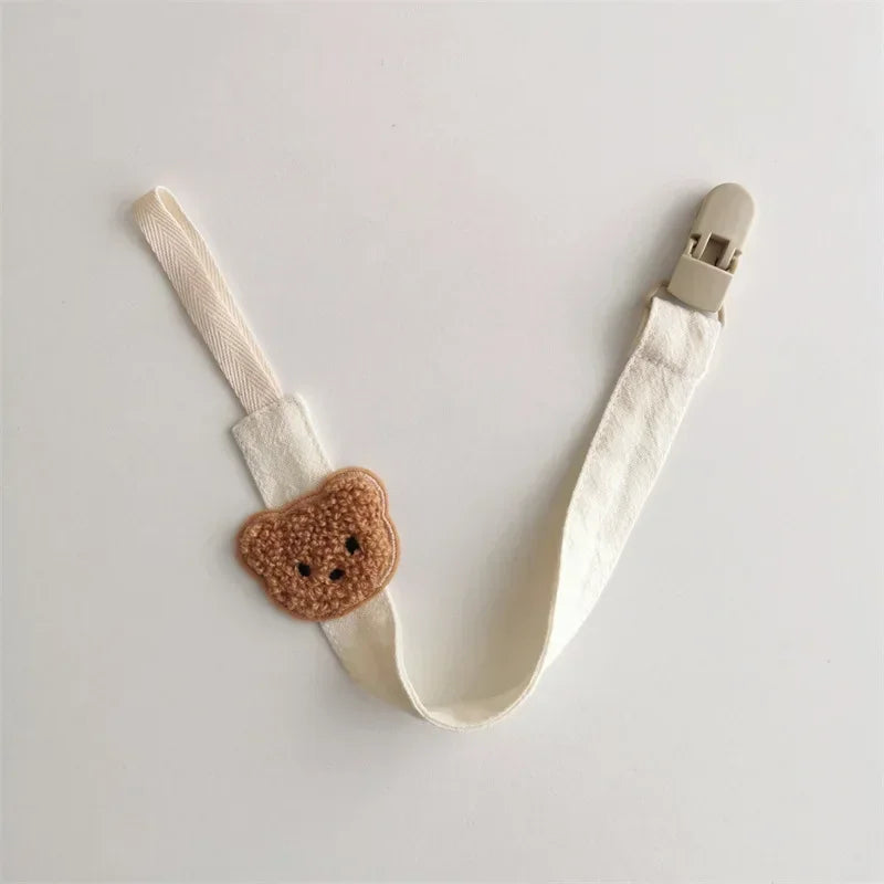 YIYUEQIANLI x ALYAR “Little Bear Charm” Cotton Pacifier Clip & Holder – Anti-Drop Chain for Newborns & Toddlers