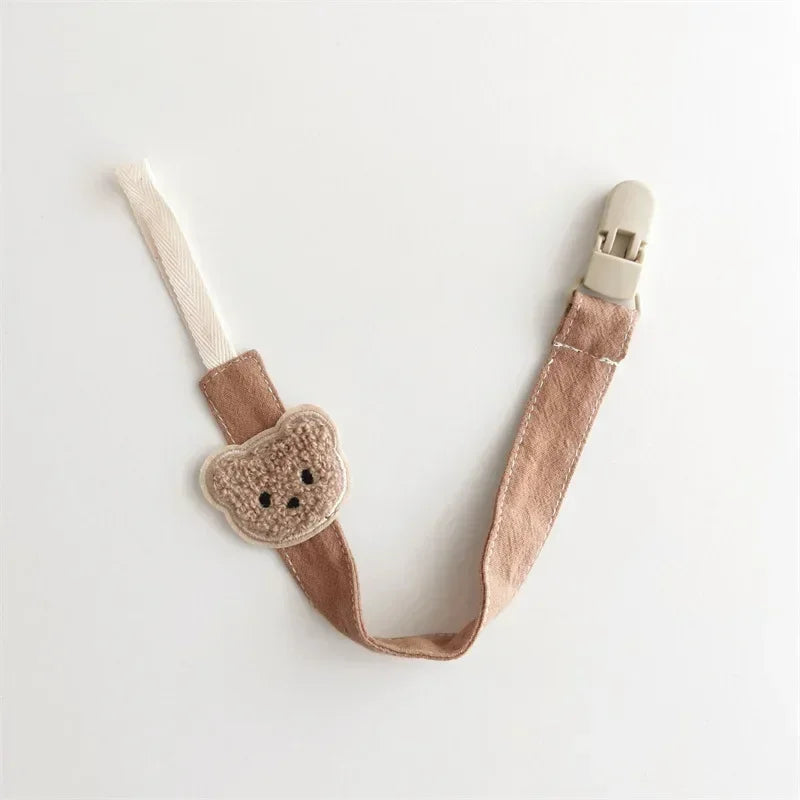YIYUEQIANLI x ALYAR “Little Bear Charm” Cotton Pacifier Clip & Holder – Anti-Drop Chain for Newborns & Toddlers