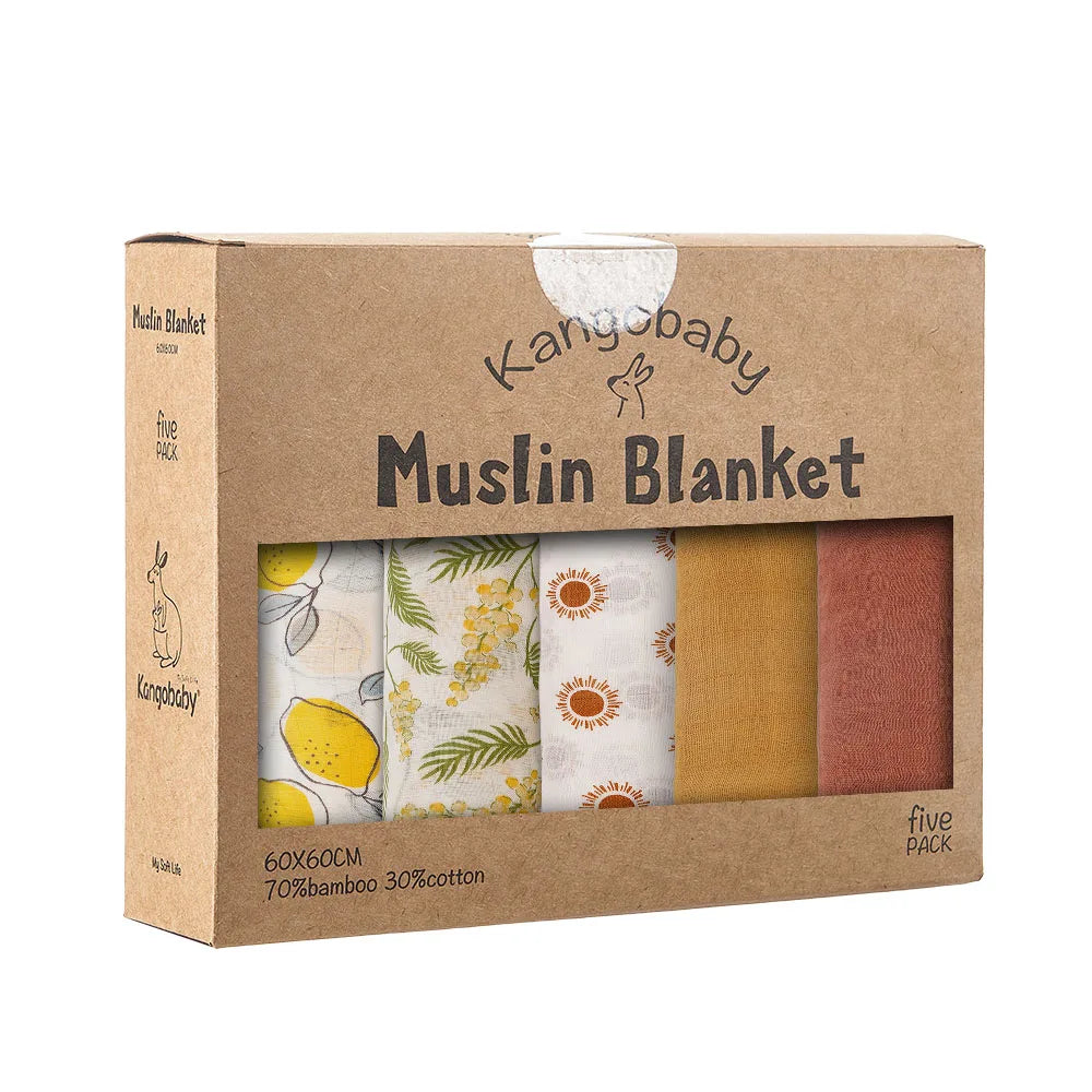 Kangobaby x ALYAR “My Soft Life” 5-Piece Bamboo Cotton Muslin Blanket Set