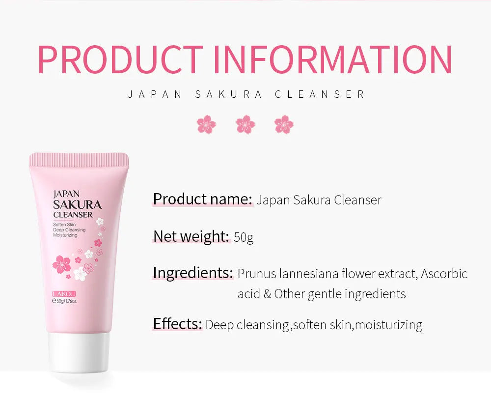 Sakura Pure Foaming Cleanser | LAIKOU × ALYAR Deep Pore & Oil Control 50g