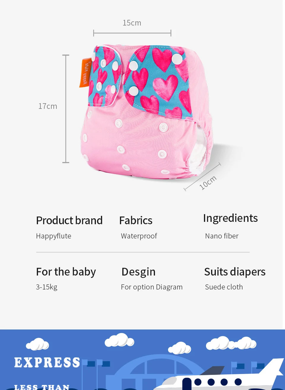 HappyFlute x ALYAR “EcoSoft” 4PCS Reusable Pocket Diaper Set – Washable & Absorbent Eco-Friendly Nappies